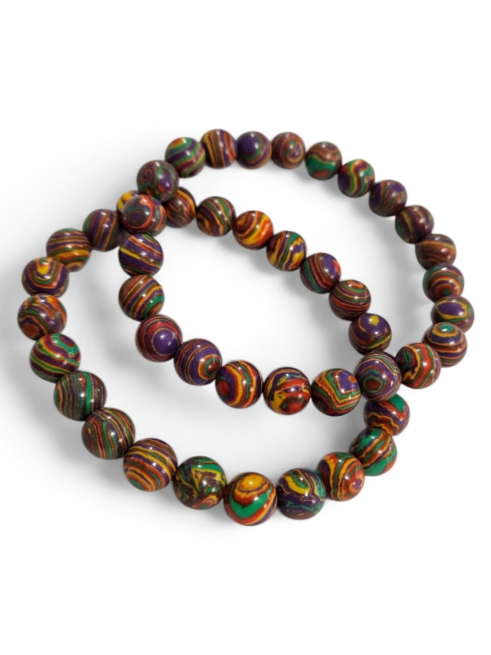 Colored Malachite Stone Stretch Bracelet Set